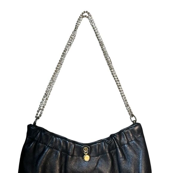 Vintage Ande Black Leather Clutch Evening Bag Purse Handbag Shoulder Bag - Picture 3 of 12